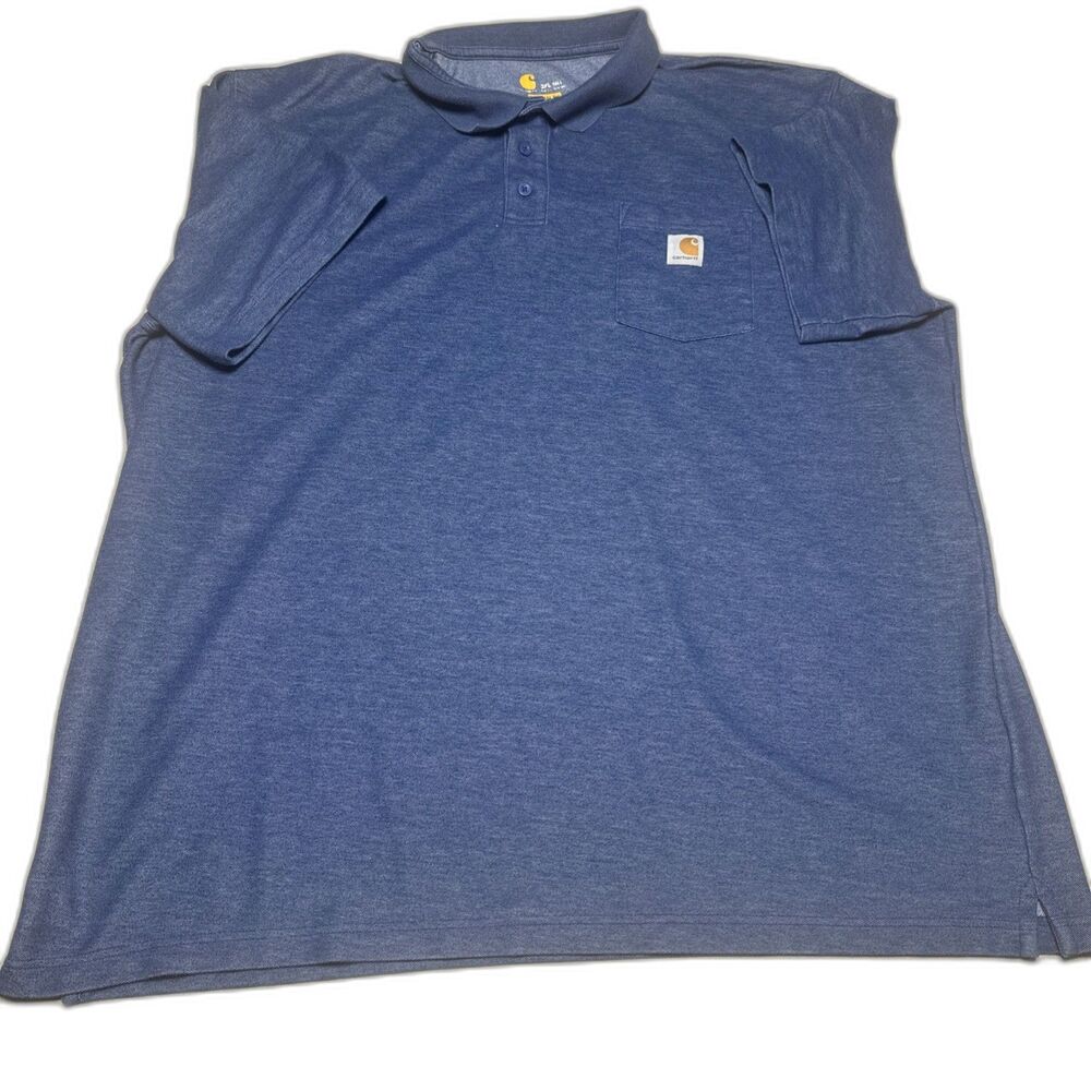 Carhartt Polo Shirt Mens 3XL Blue Original Fit Workwear Collared 3 Button